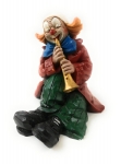 Clown Figur mit Klarinette sizend Kunstguß von Claudio Vivian by Faro Italien 