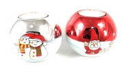 Teelicht Set 2 Stück Glas Kugel Schneemann Weihnachtsmann 